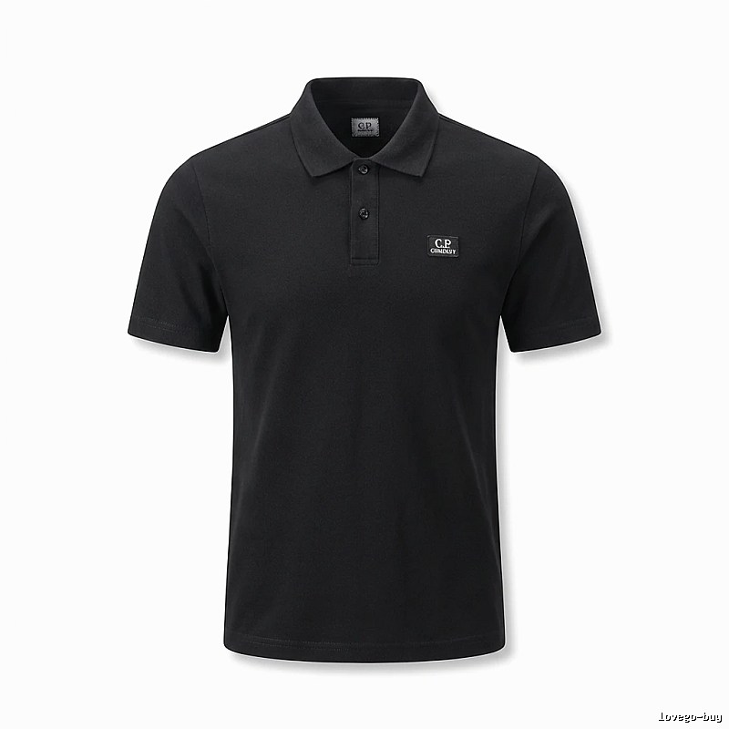 C.P. Simple Style Black Polo Shirt