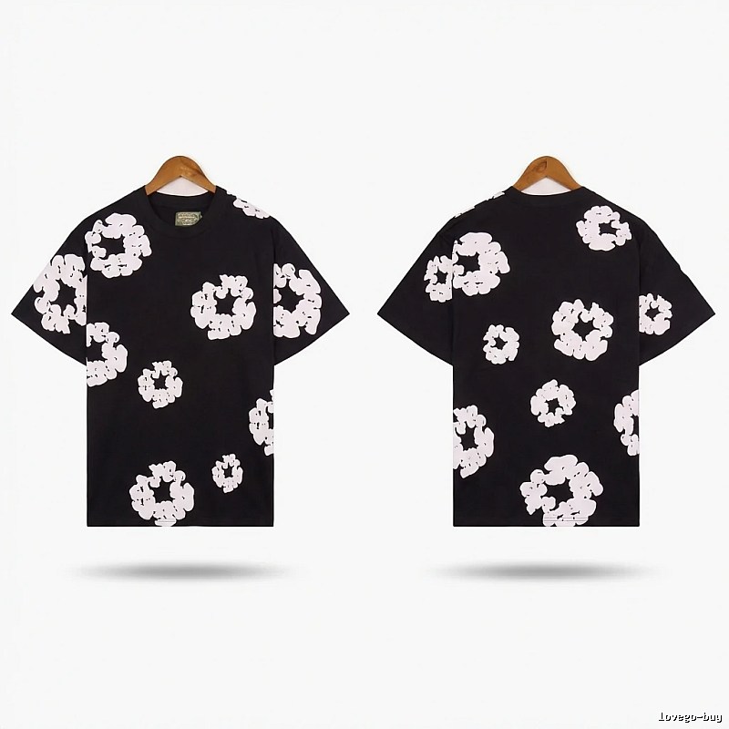 DENIM TEARS Black and White Retro Short-sleeve Shirt