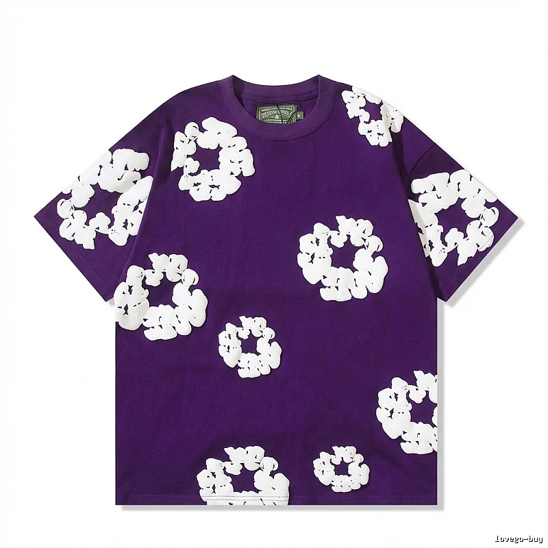 DENIM TEARS Floral Style Purple T-shirt