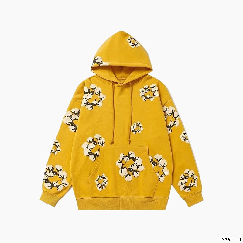 DENIM TEARS Floral Style Yellow Hoodie