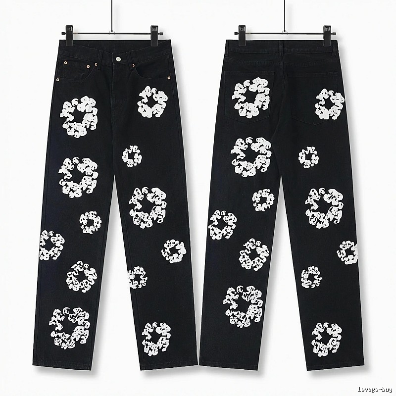 DENIM TEARS Printed Retro-Style Black Pants