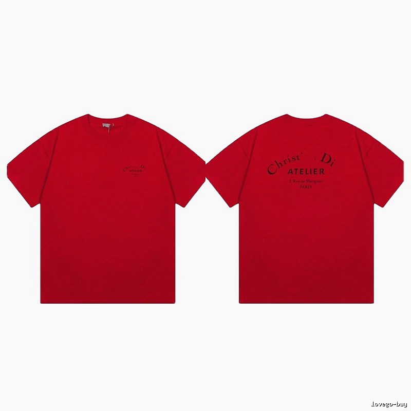 Dior Atelier Minimalist Style True Red Short-sleeve T-shirt