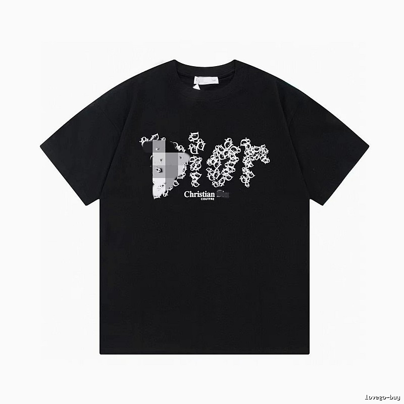 Dior Cool & Trendy Style Printed Black Short-sleeve T-shirt