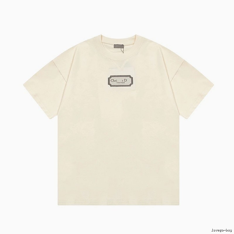 Dior Couture Minimalist Style Off-White Short-sleeve T-shirt
