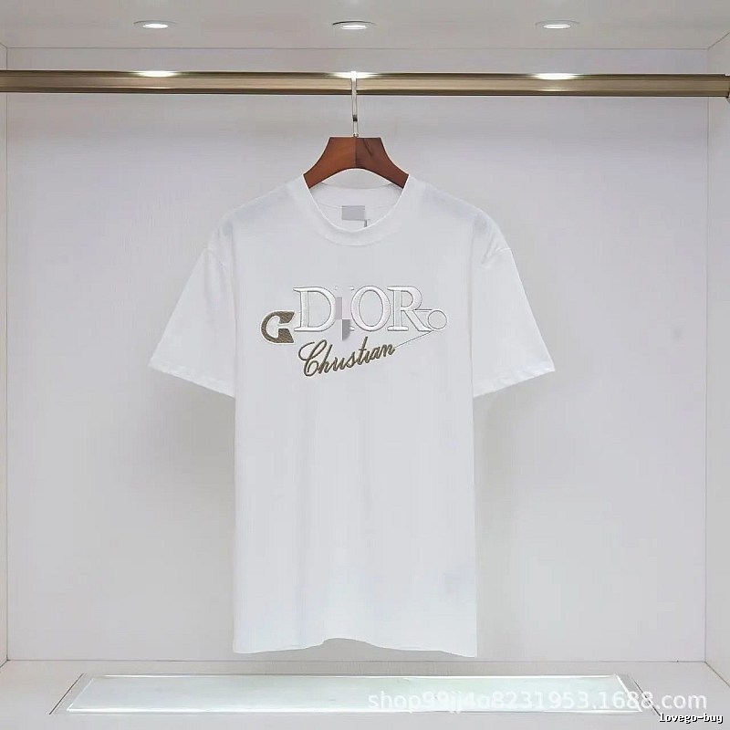 Dior Embroidered Light Luxury Style White Short-sleeve T-shirt