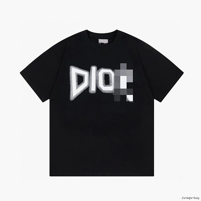 Dior Flocked Letter Street Style Black T-Shirt