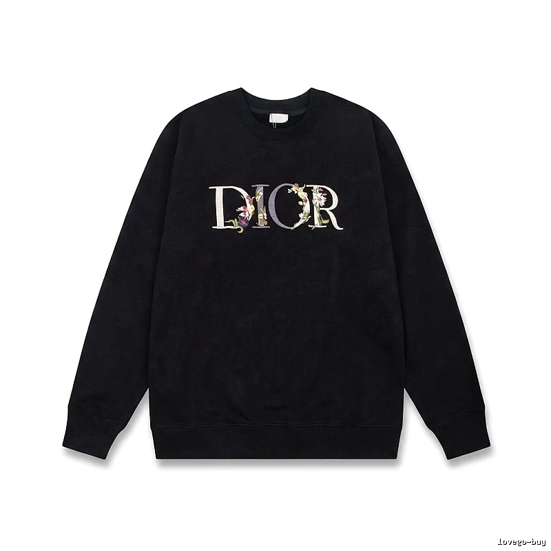 Dior Floral Alphabet Style Black Sweatshirt