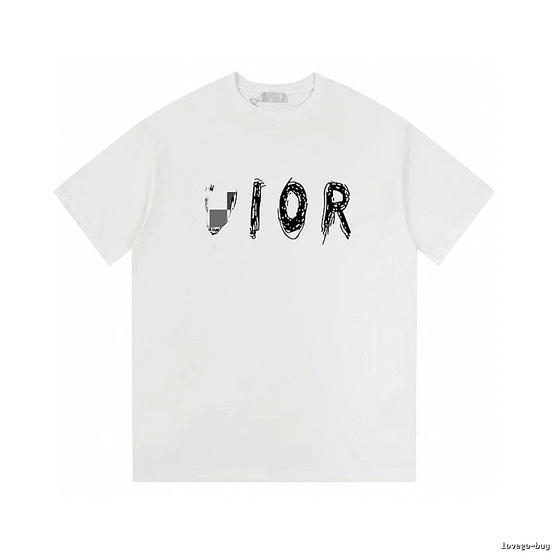 Dior Graffiti Street Style White Short-sleeve T-shirt