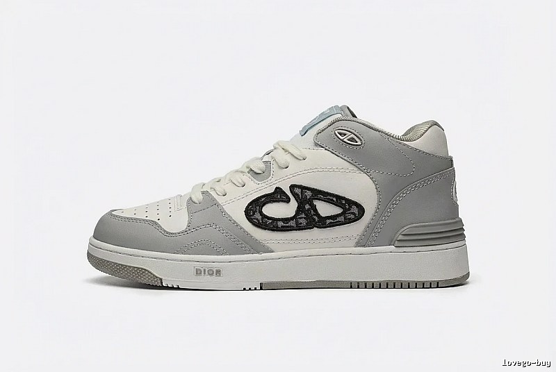Dior high-top fashionable gray and white sports shoes