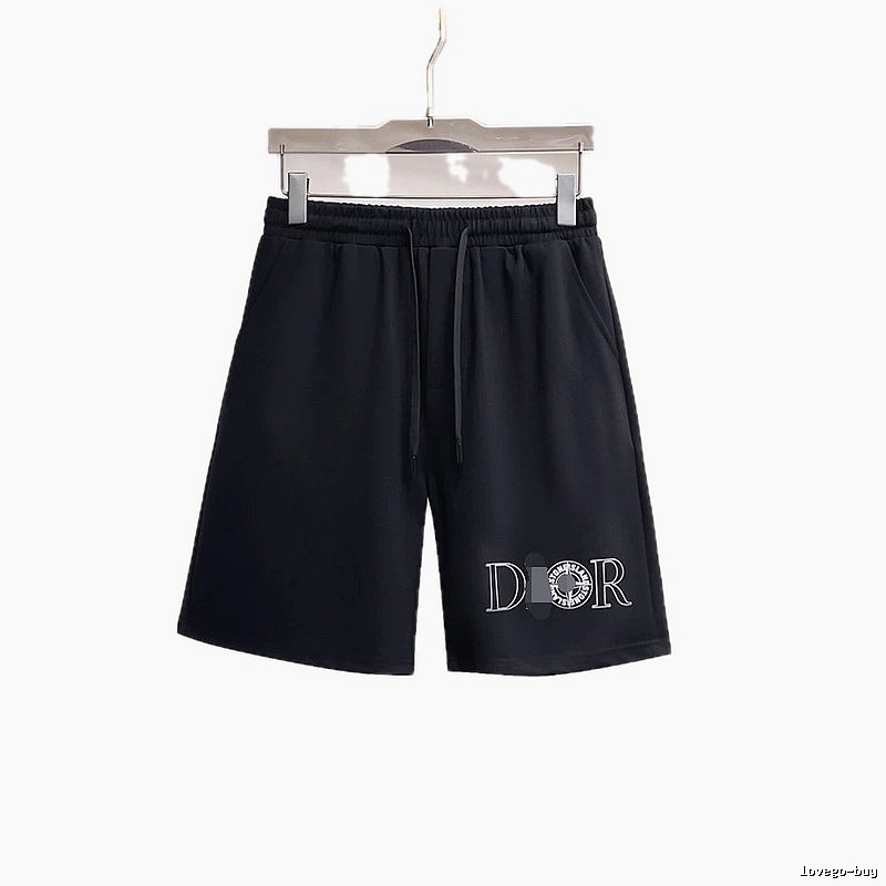 Dior Letter Print Trendy Style Black Casual Shorts