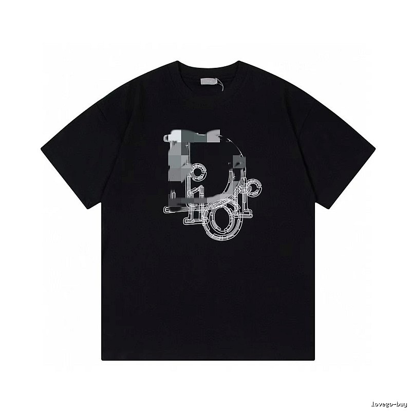 Dior Line Logo Trendy Style Black T-shirt