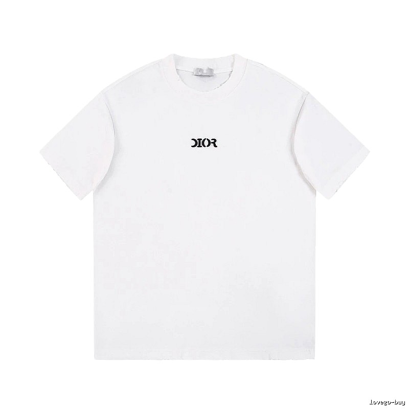 Dior Minimalist Style Embroidered Logo White Short-sleeved T-shirt