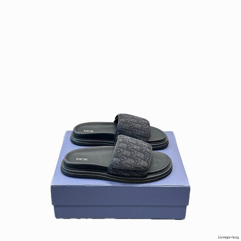 Dior Monogram Light Luxury Style Black Slide Sandals
