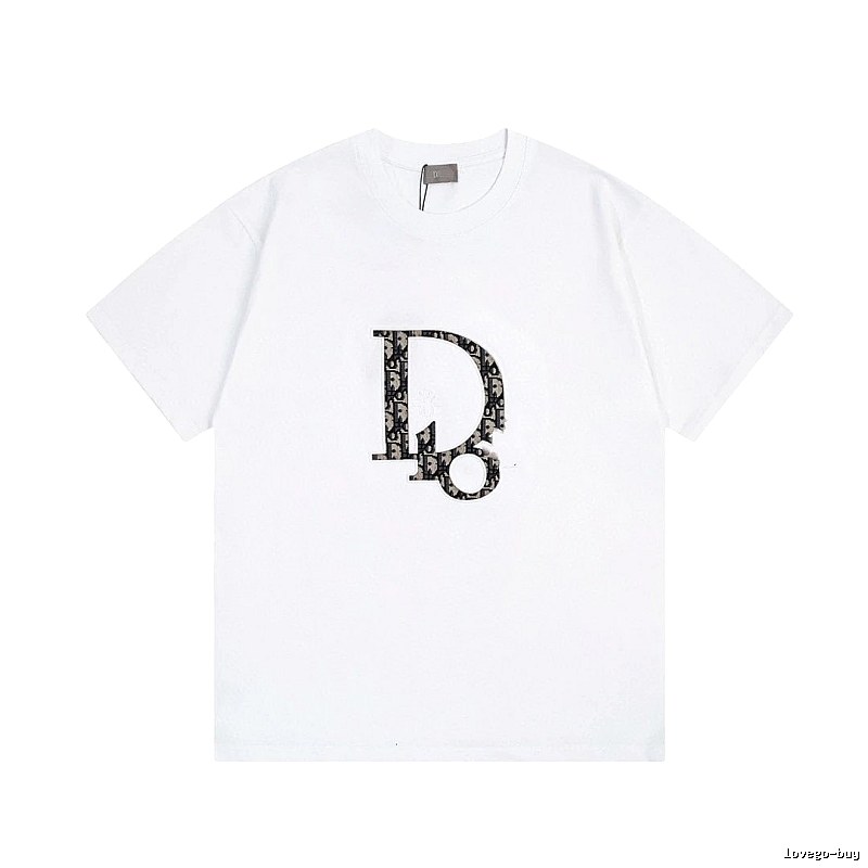 Dior Monogram Light Luxury Style White Short-sleeved T-shirt