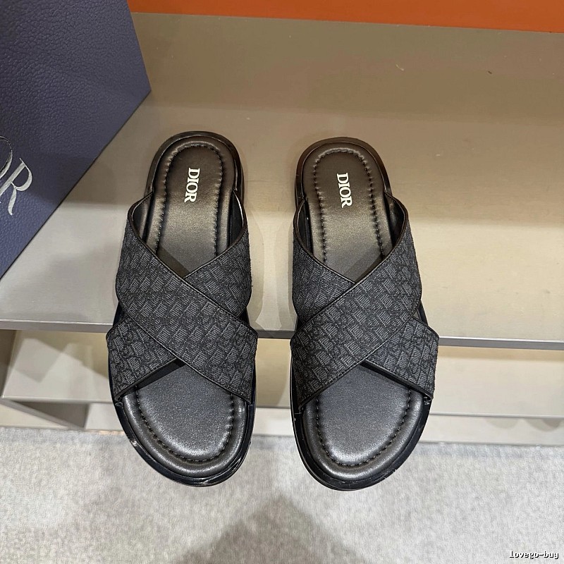 Dior Oblique Casual Style Black Slides