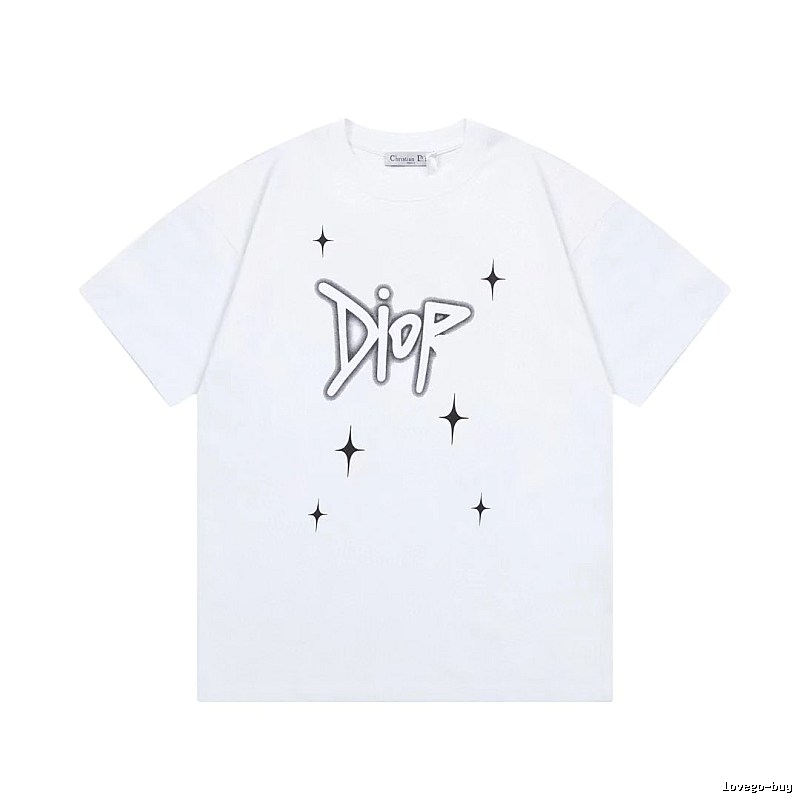 Dior Starburst Graffiti Street Style White Short-sleeve T-shirt