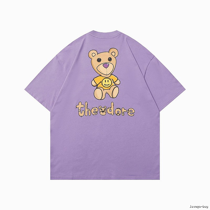DREW Bear Print Street Style Purple T-shirt