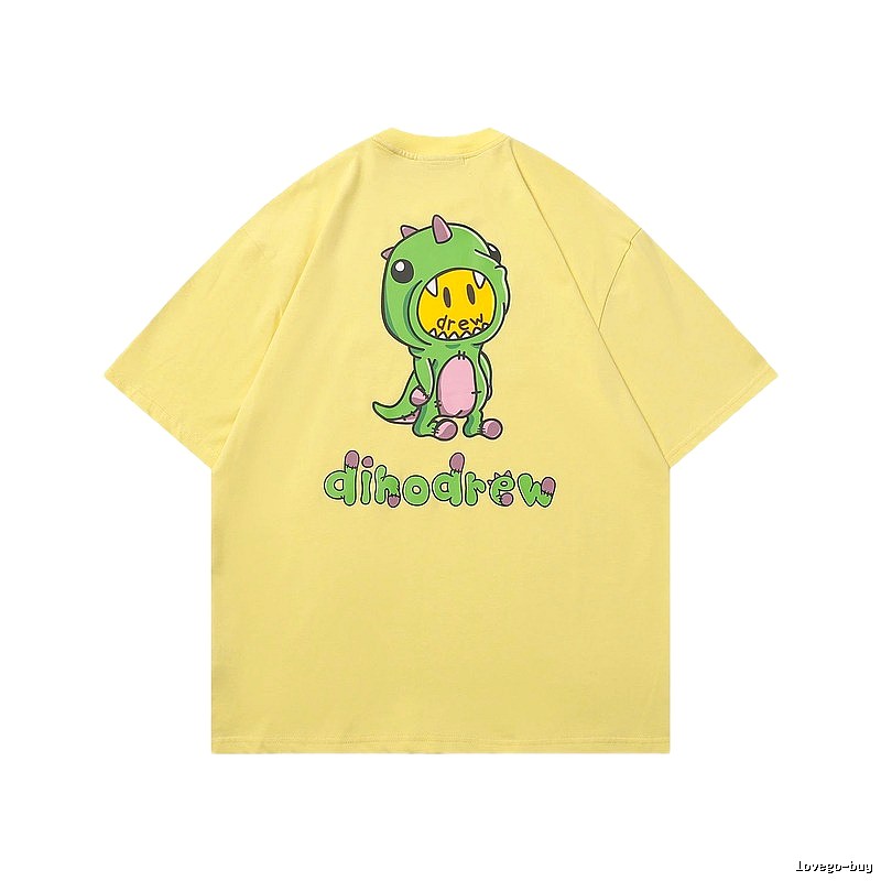DREW Dinosaur Print Street Style Yellow Short-sleeve T-shirt