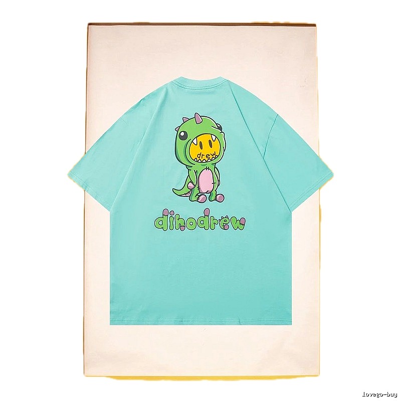 DREW Dinosaur Series Streetwear Style Light Blue Short Sleeve T-Shirt