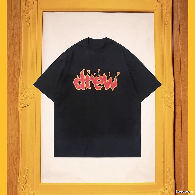 DREW Flame Heart Street Style Black T-shirt
