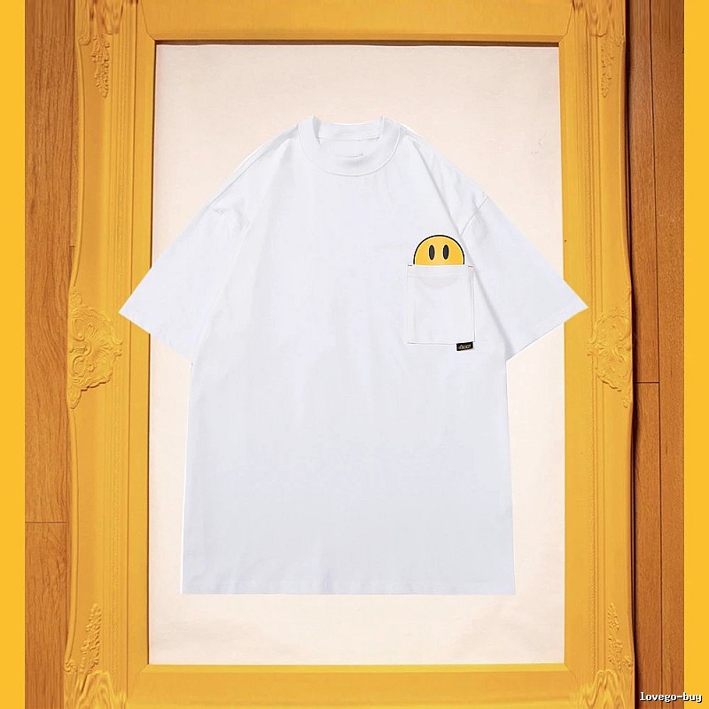 DREW Smiley Face Pocket Street Style White T-Shirt