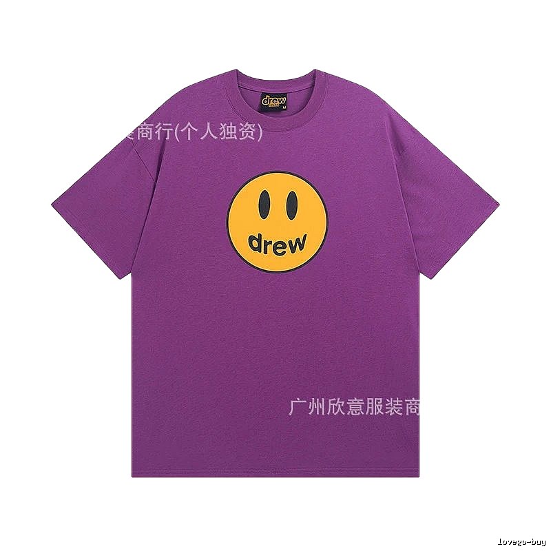 DREW Smiley Face Street Style Purple Short Sleeve T-shirt