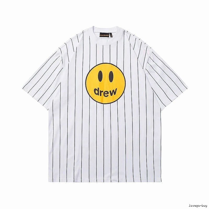 DREW Smiley Face Street Style White Striped T-shirt