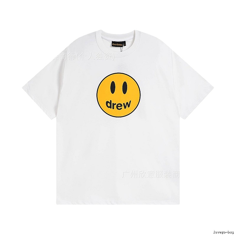 DREW Smiley Series Casual Style White Short-sleeve T-shirt