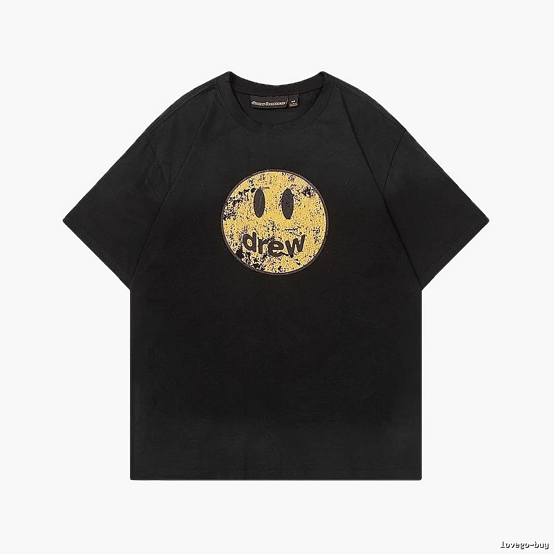 DREW Smiley Series Street Style Black T-shirt