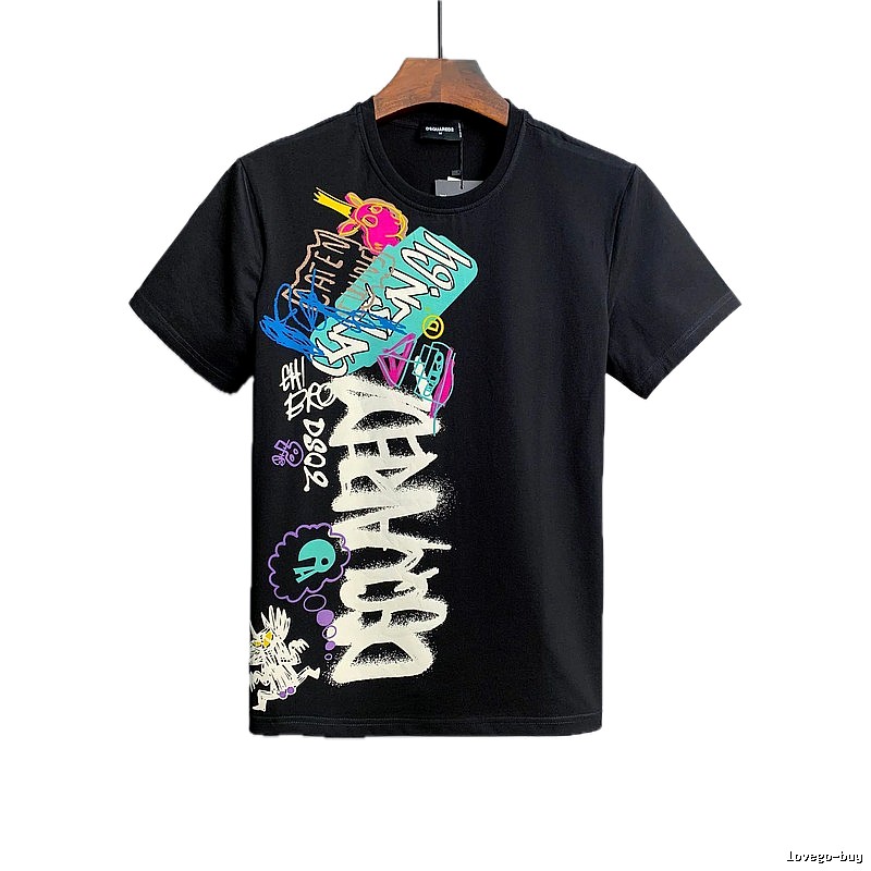 DSQ Graffiti Street Style Black Short-sleeve T-shirt