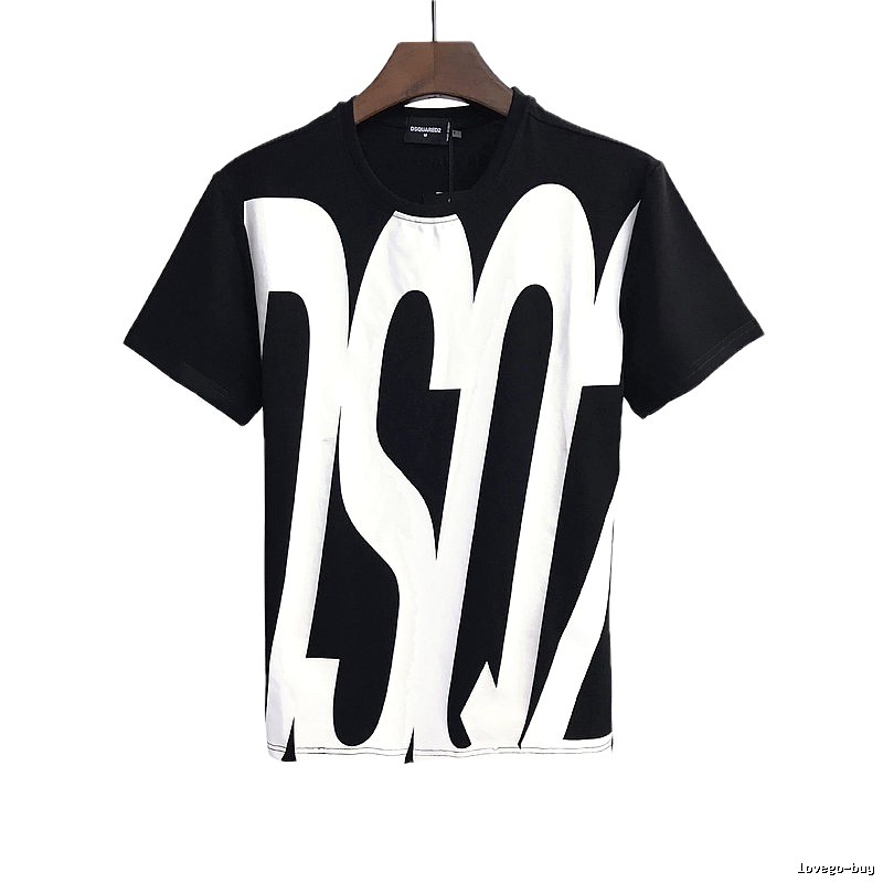 DSQ Large Letter Street Style Black and White Short Sleeve T-Shirt