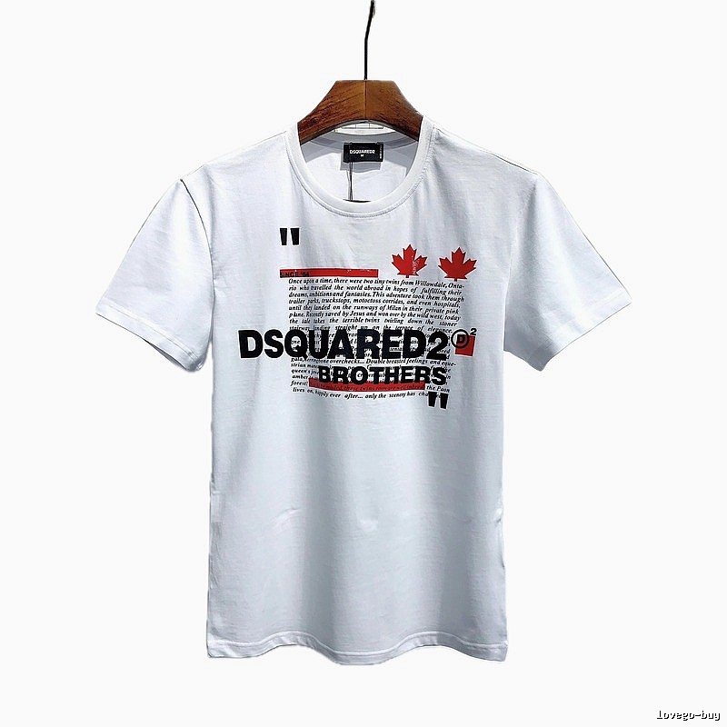 DSQUARED2 Maple Leaf Print Street Style White T-Shirt