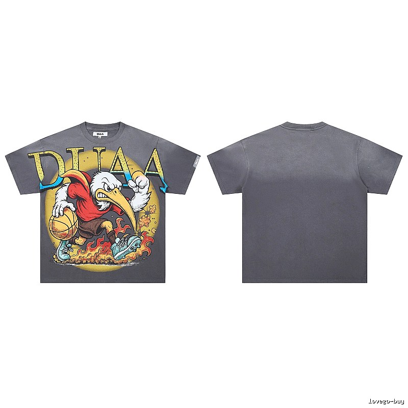 DUAA Basketball Print American Trendy Style Dark Grey T-Shirt