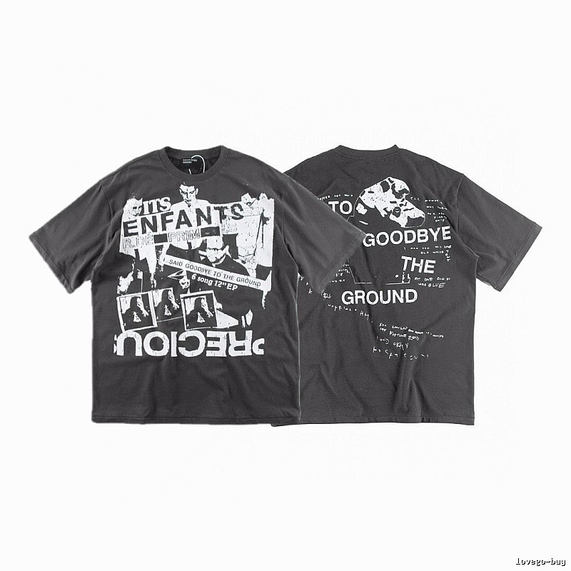 ERD GRJKD Printed Dark Style Charcoal Gray T-Shirt