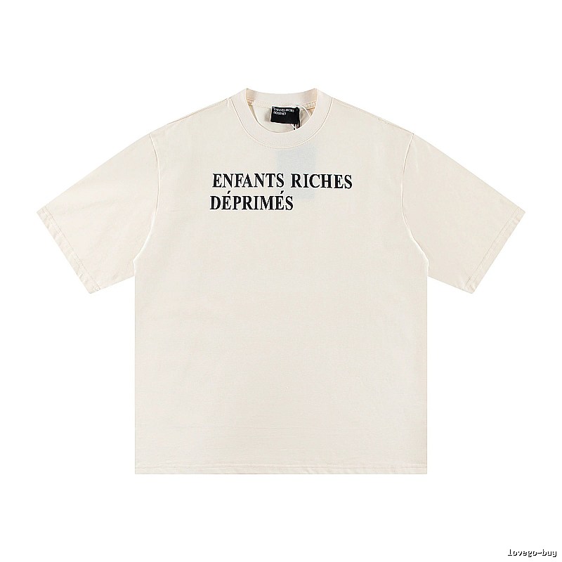 ERD Letter Print Minimalist Style Off-white Short-sleeve T-shirt