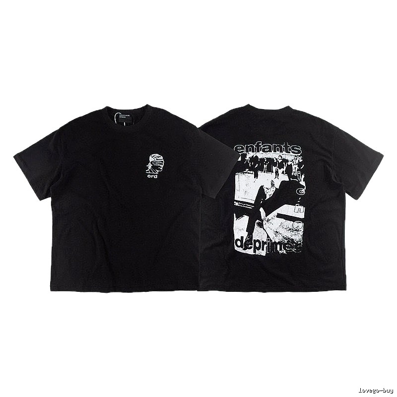 ERD Portrait Print Dark Style Black Short-sleeve T-shirt
