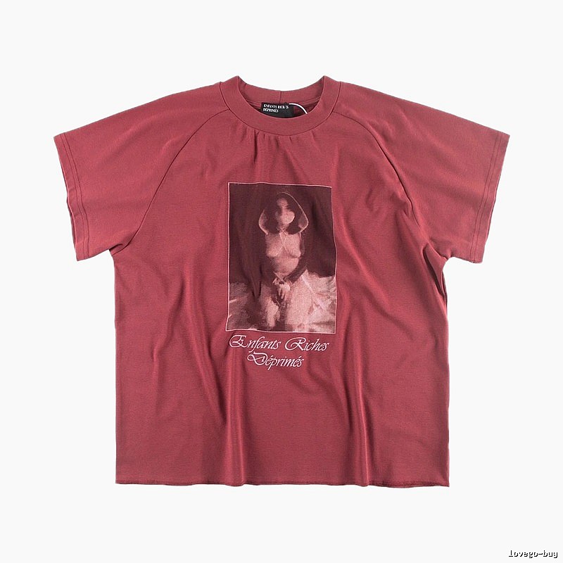 ERD Portrait Print Vintage Style Burgundy T-shirt