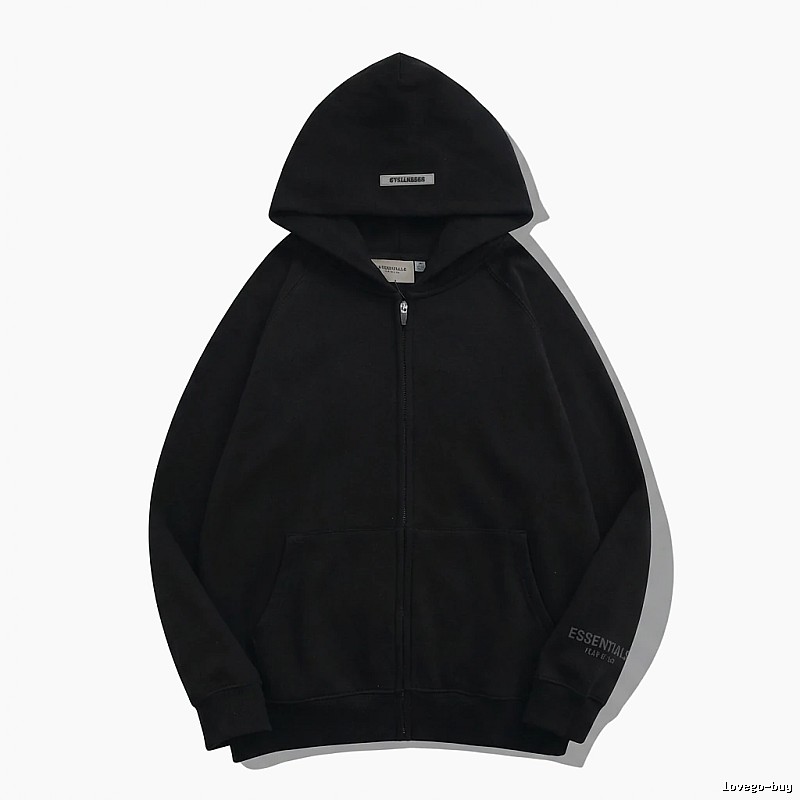 ESSENTIALS minimalist style black hoodie