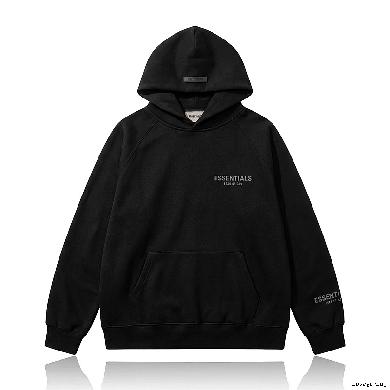 ESSENTIALS minimalist style black hoodie