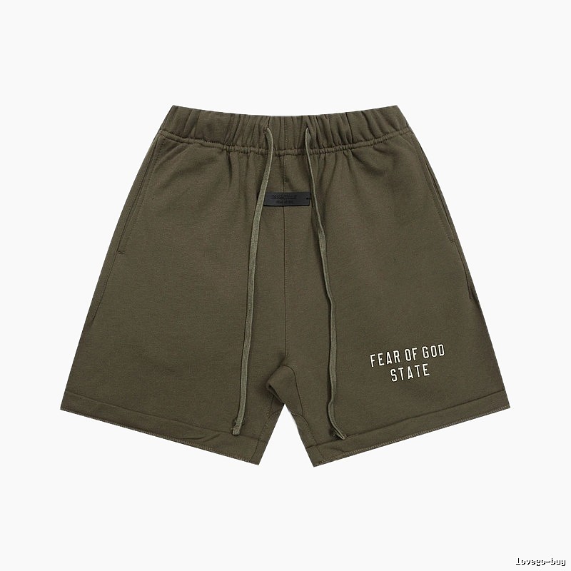 ESSENTIALS Sporty Military Green Shorts