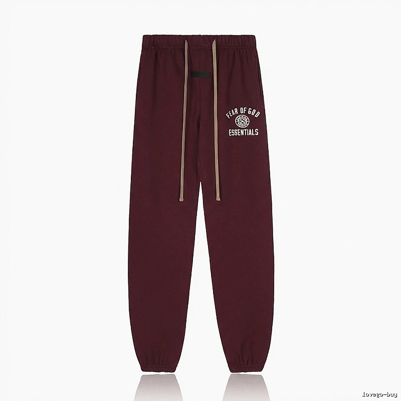 ESSENTIALS Trendy Casual Wine Red Sweatpants