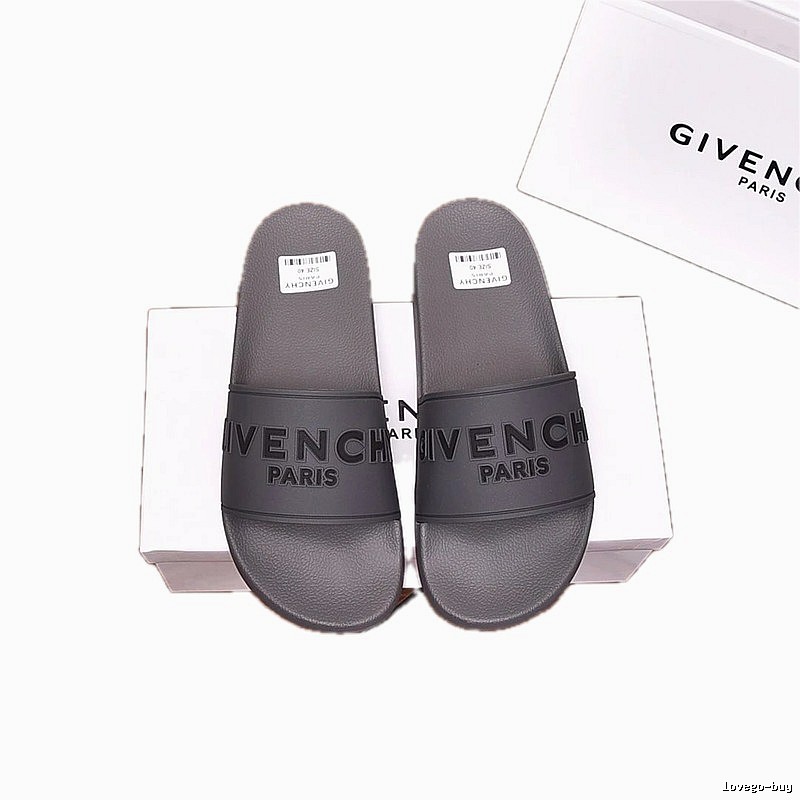 Givenchy Dark Grey Light Luxury Style Slide Sandals with Embossed Letters