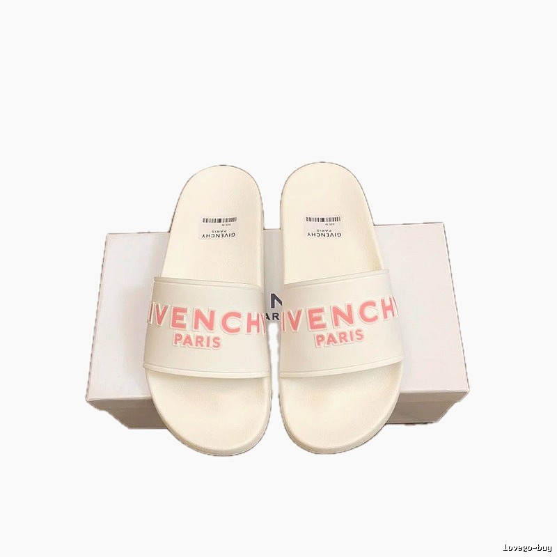 Givenchy Letter Print Casual Style White Slippers