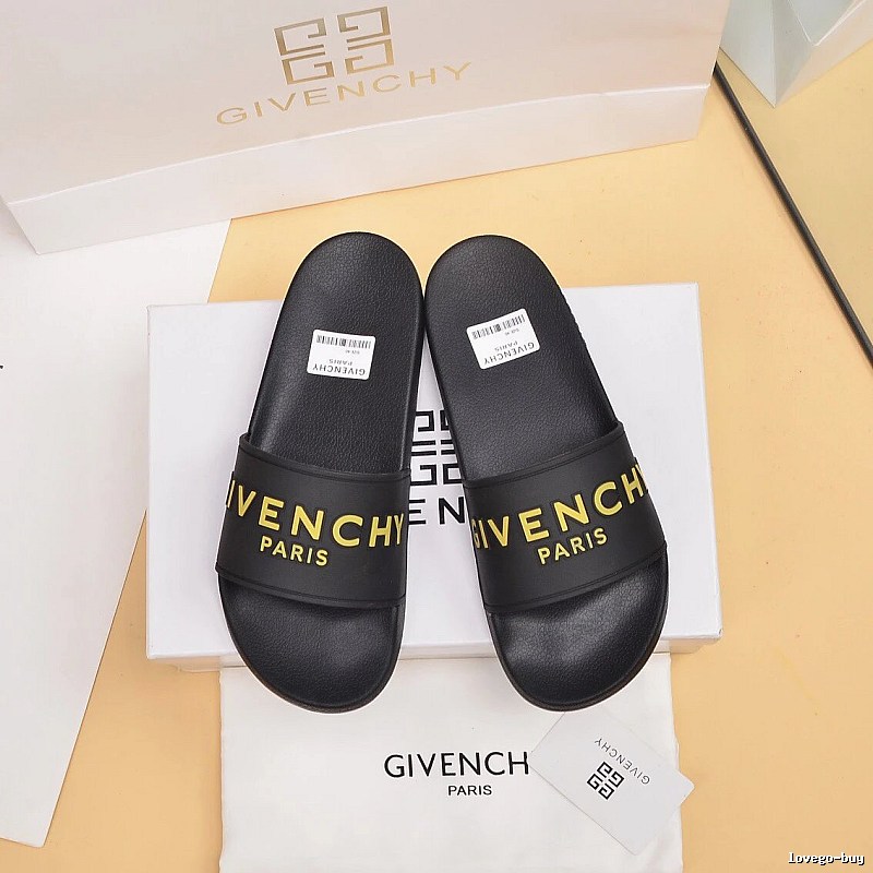 Givenchy Letter Print Streetwear Style Black Slides