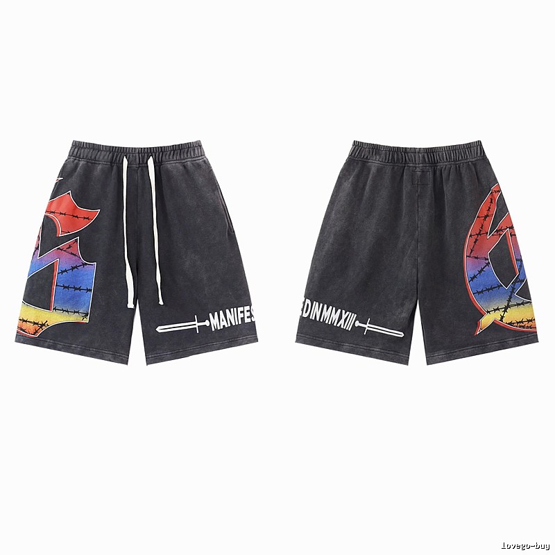 Godspeed Printed Street Style Distressed Black Shorts