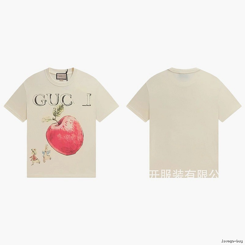 Gucci Apple Print Vintage Style Off-White T-Shirt