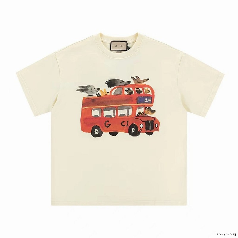 Gucci Bus Print Whimsical Style Off-white T-Shirt
