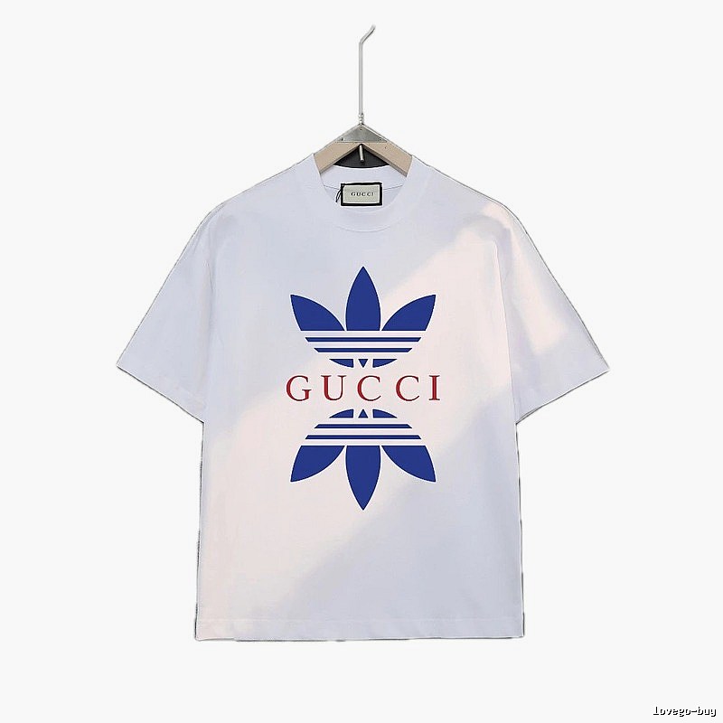 Gucci clover blue and white short-sleeved shirt