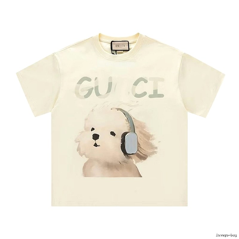 Gucci Dog Print Casual Style Off-white T-shirt