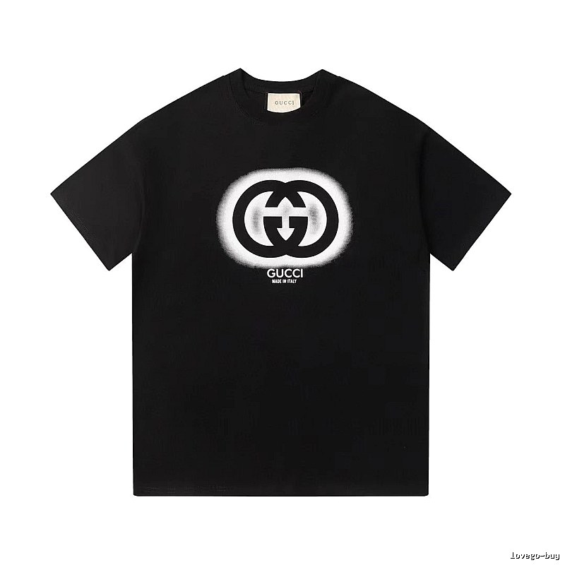 Gucci Double G Print Vintage Style Black T-Shirt